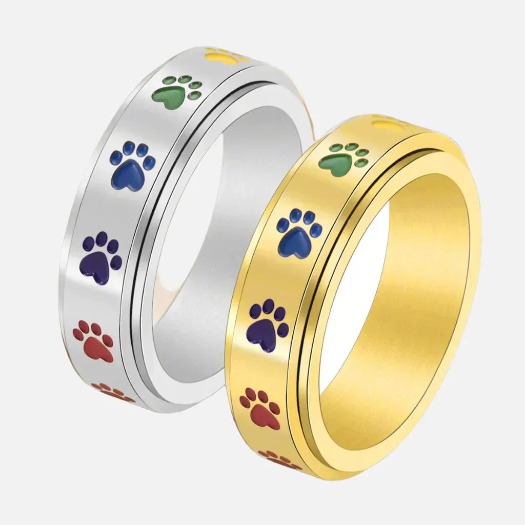Thea - Rotatable anti-stress ring with rainbow paws
