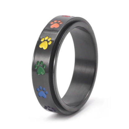 Thea - Rotatable anti-stress ring with rainbow paws