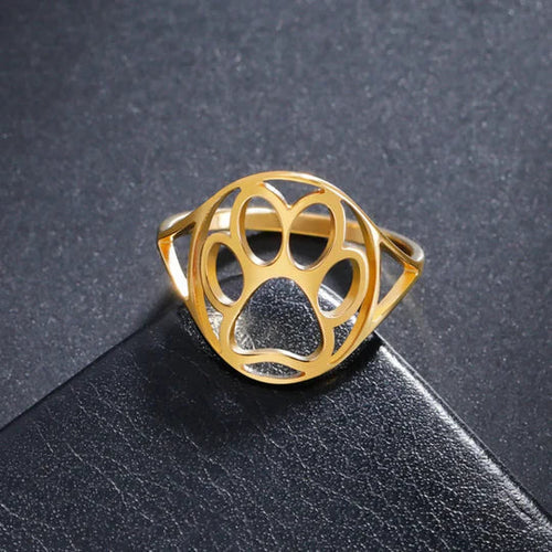Laila - Open gold and silver ring with paw motif