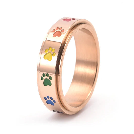Thea - Rotatable anti-stress ring with rainbow paws
