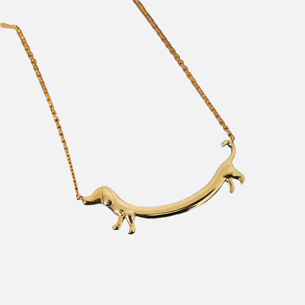Shaneta  - Dachshund necklace in silver and gold