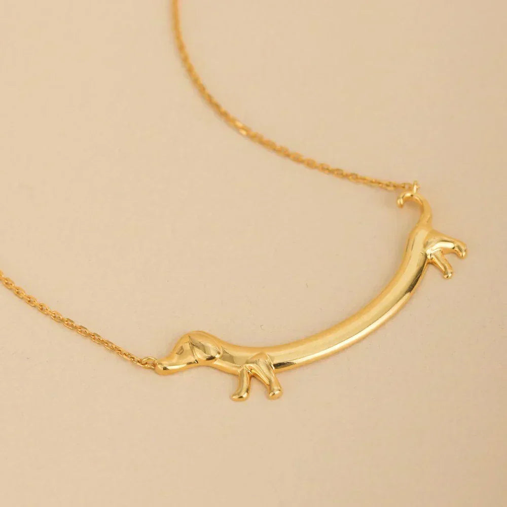 Shaneta  - Dachshund necklace in silver and gold