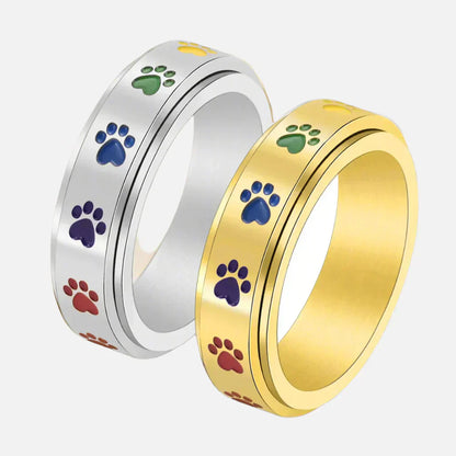 Thea - Rotatable anti-stress ring with rainbow paws