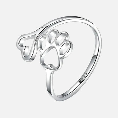 Calder - Adjustable Pfoten-Herz-Ring made of handmade 925 silver
